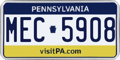 PA license plate MEC5908