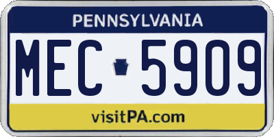 PA license plate MEC5909
