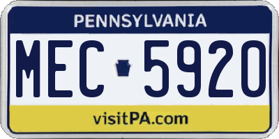 PA license plate MEC5920