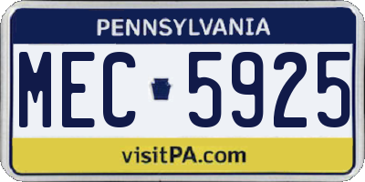 PA license plate MEC5925