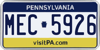 PA license plate MEC5926