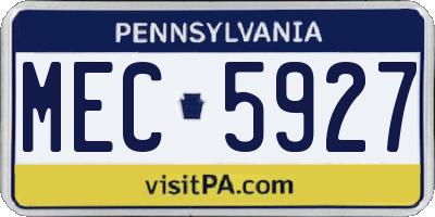 PA license plate MEC5927