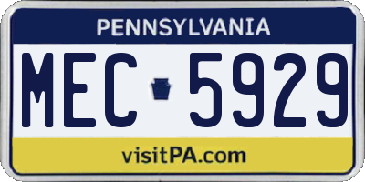 PA license plate MEC5929
