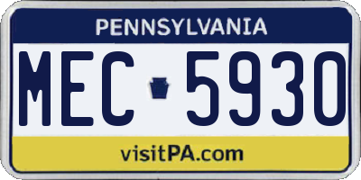 PA license plate MEC5930