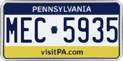 PA license plate MEC5935