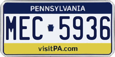 PA license plate MEC5936