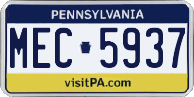 PA license plate MEC5937
