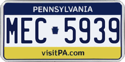 PA license plate MEC5939