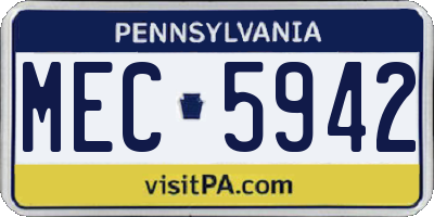 PA license plate MEC5942