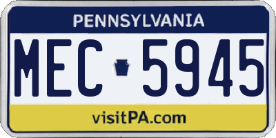 PA license plate MEC5945