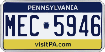 PA license plate MEC5946