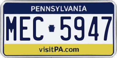 PA license plate MEC5947