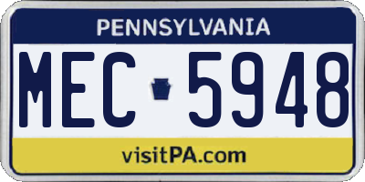 PA license plate MEC5948