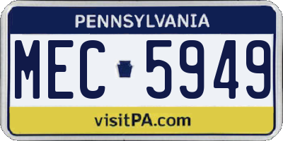 PA license plate MEC5949