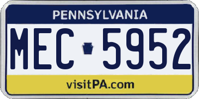 PA license plate MEC5952
