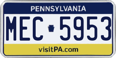 PA license plate MEC5953