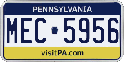 PA license plate MEC5956