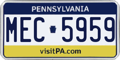 PA license plate MEC5959