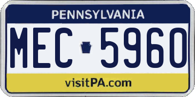 PA license plate MEC5960