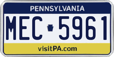 PA license plate MEC5961