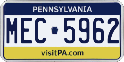 PA license plate MEC5962