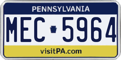 PA license plate MEC5964