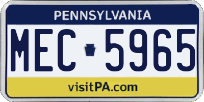 PA license plate MEC5965
