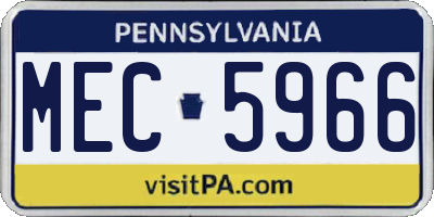 PA license plate MEC5966