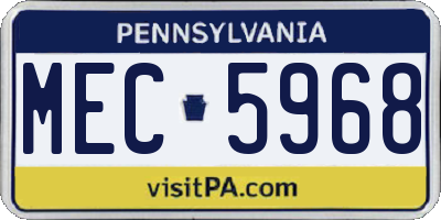 PA license plate MEC5968