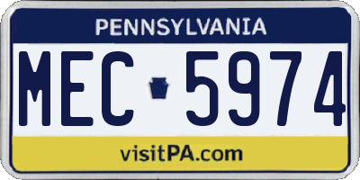 PA license plate MEC5974
