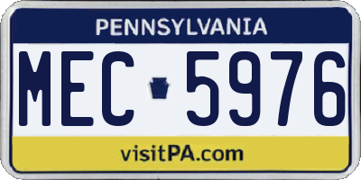 PA license plate MEC5976