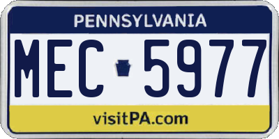 PA license plate MEC5977