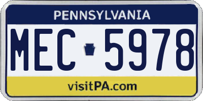 PA license plate MEC5978