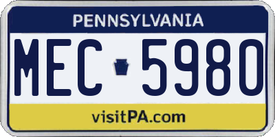 PA license plate MEC5980
