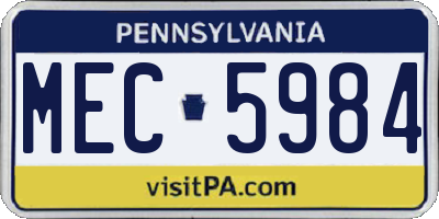 PA license plate MEC5984