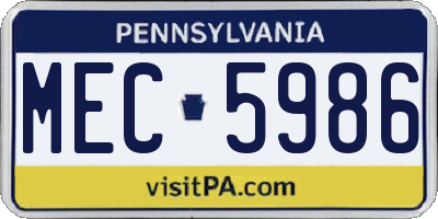 PA license plate MEC5986