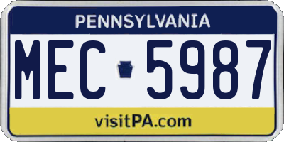 PA license plate MEC5987