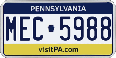 PA license plate MEC5988