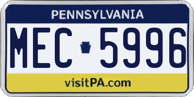 PA license plate MEC5996