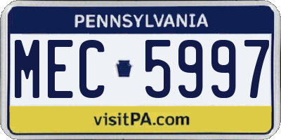 PA license plate MEC5997
