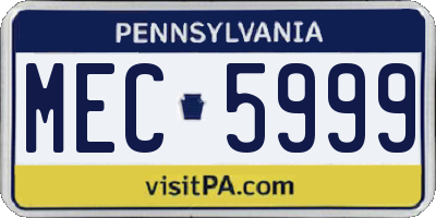 PA license plate MEC5999