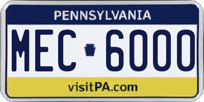 PA license plate MEC6000