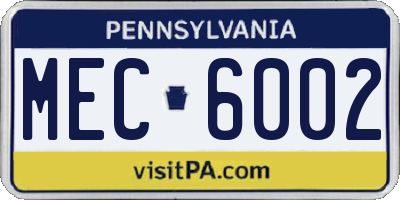 PA license plate MEC6002