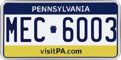 PA license plate MEC6003