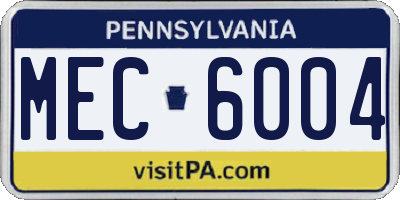 PA license plate MEC6004