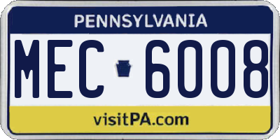 PA license plate MEC6008