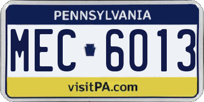 PA license plate MEC6013