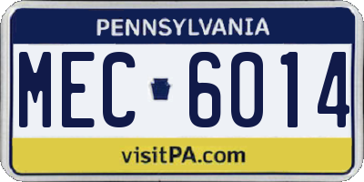 PA license plate MEC6014