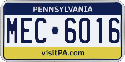 PA license plate MEC6016