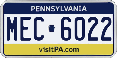 PA license plate MEC6022